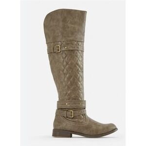 NWOT Just Fab 9.5 Titania Taupe Buckle Quilted Riding Boots 125693